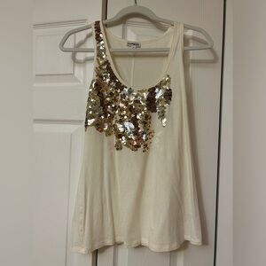 Express Gold Sequin Cream Tank Top Size 8